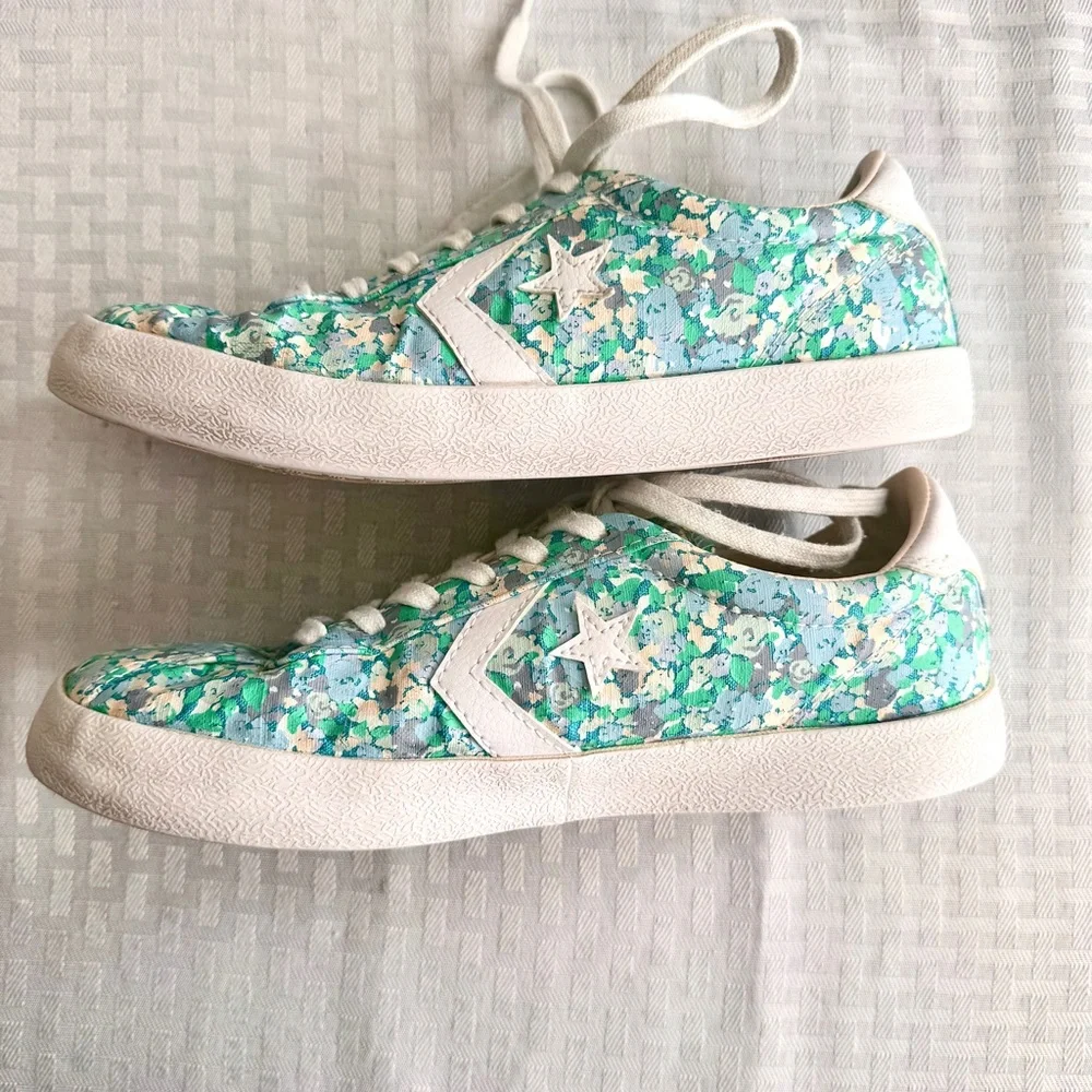 Converse One Star Women's‎ Floral Sneakers Green Blue Canvas Low Top Size 7